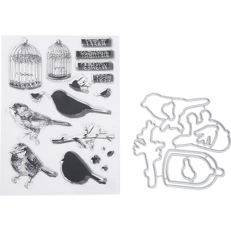 Tampon en Silicone Transparent pour Décoration d'Album Photo DIY - Cage à Oiseaux et Scrapbooking (1/5)