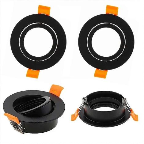 Spot encastré LED rond en aluminium noir GU10, orientable, avec cadre. (1/5)