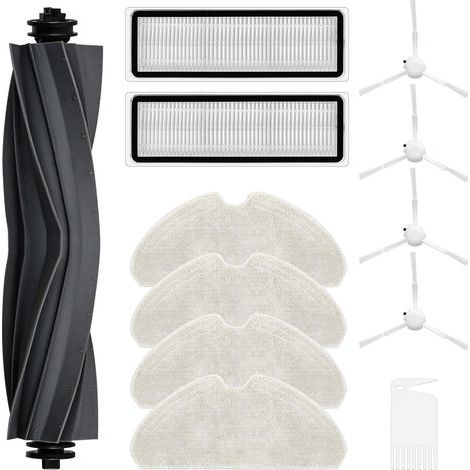 Kit D’accessoires Pour Aspirateur Robot – 1 Brosse Principale, 4 Tampons De Nettoyage, 2 Filtres HEPA, 4 Brosses Latérales – 11 Pièces (1/4)