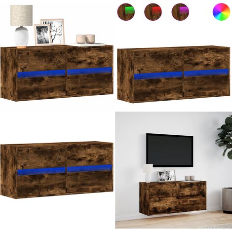 vidaXL TV-Wandschrank mit LED-Beleuchtung Räuchereiche 100x31x45 cm (1/5)