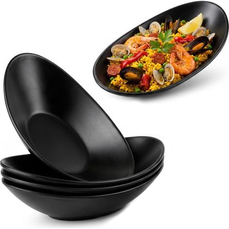 4 Pièces Vide Poche Entree, 21.5 11 4.5 Plateau à Bijoux et Vide-Poche en Résine Noire Plateau Decoratif Ovale Noir pour Fruits,Les clés de Couloir, Bols Décoratifs (1/5)
