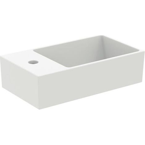 Lavabo de main IS Extra, 1 hl., avec vidange, sortie gauche, 450x250x150, fermé, blanc soie