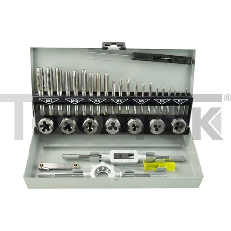 KIT FILIERA 32pz PROFESSIONALE MASCHI E FEMMINE FILETTATURA G38301 (1/5)