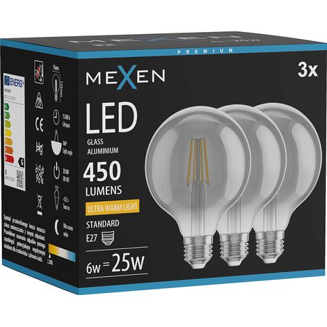 Mexen Vintis 3x Ampoule filament LED E27, G95, 6W, Chaude - 2200K, 450 lm, fumée - L157-E27-0622-70x03 (1/5)