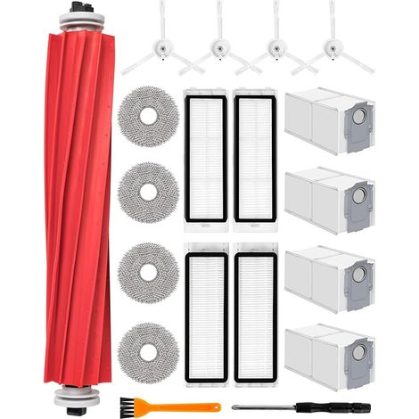 Juego de repuestos FOREHILL de 19 piezas para la aspiradora Roborock Q Revo, que consta de 1 cepillo principal, 4 almohadillas de limpieza y 4 bolsas. (1/5)