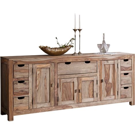 credenza in legno di Sheesham / palissandro 210x42x85 grigio scuro oliato NATURE GREY 080