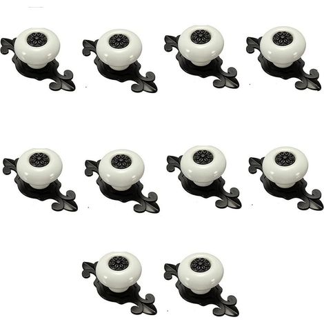 10 Poignées de tiroir et boutons, poignées de porte en céramique blanc et noir, lot de 10, quincaillerie de meuble, accessoires de tiroir, boutons décoratifs pour armoires et commodes (1/4)