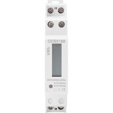 Digitaler LCD-Stromzähler, 220 V, einphasig, DIN-Schienenmontage, 5–32 A, elektronischer kWh-Zähler (1/5)