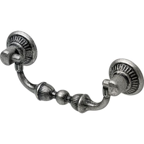 Hettich Möbelgriff Zinkdruckguss silber 30 x 65 x 15 mm - 1 Stück Filzgleiter & Möbelgriffe