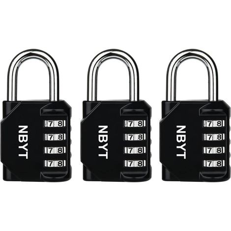 Zahlenschloss 4-stellig zurücksetzbar, 0,6cm Bügel, Zinklegierung, 3er Pack