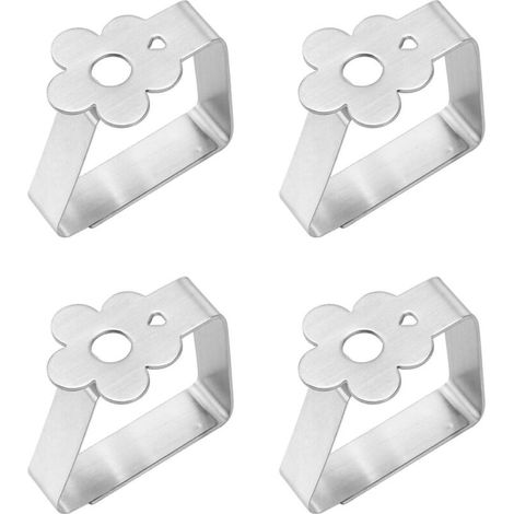 Bardusch-4 pinces nappe extérieur – 5 cm – inox/fleur – clips réglables – mariage/jardin/restaurant – antidérapantes (1/5)