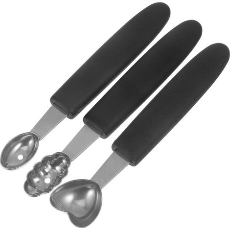 3-teiliges Eisportionierer-Set aus Edelstahl, schwarz, robust (1/5)