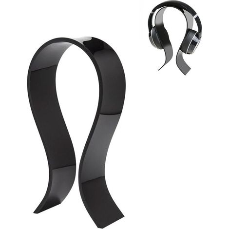 Soporte sencillo para auriculares negro - Soporte acrílico de diseño para el hogar y la oficina.