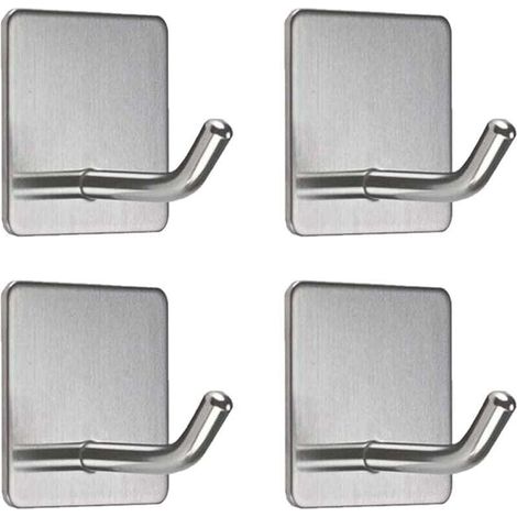 ganchos adhesivos de pared de acero inoxidable con base cuadrada, gancho para toallas de pared para baño y cocina -Crezuo