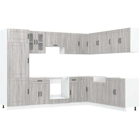 vidaXL Set Mobili da Cucina 14 pz Kalmar Grigio Sonoma in Truciolato (1/5)