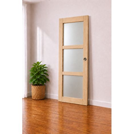 Puerta corredera de madera Ayous con vitrina H204 x L83 cm, coquillas Gd Menuseries (1/4)