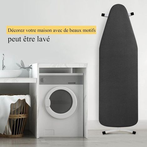 Extra großer Bügelbrettbezug – Bügelbrettmatte – Leichtes Bügeln – Atmungsaktive Baumwollfüllung – 148 x 55 cm – Schwarz (1/5)
