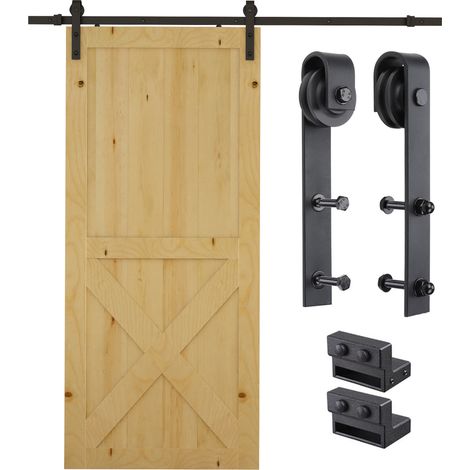 Binario da 200 cm per porta scorrevole, kit di accessori con binario e rulli, portata 100 kg, acciaio al carbonio, 200×4×0,6 cm