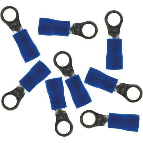 10 terminales redondas azules de 6 mm