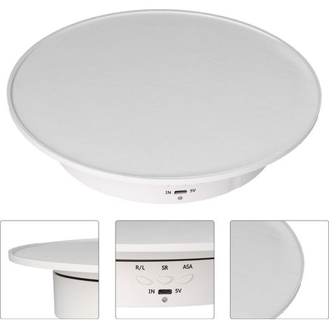 Plateau rotatif électrique 200mm, 3 vitesses ajustables, angle réglable, support d'affichage intelligent, rotation électronique pour écran, alimentation USB (sans batterie), blanc velours 200mm versio (1/5)