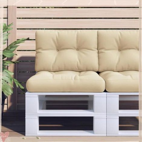 360670 Coussins de palette lot de 2 beige tissu (1/5)