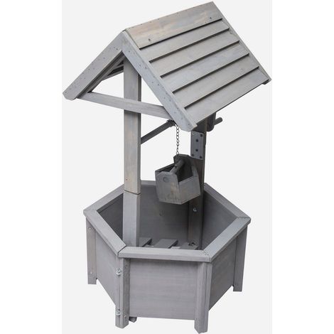 Werka Pro – Puits décoratif en bois sapin 38x42x82cm – Éclairage d'ambiance extérieure – Pour espaces extérieurs – Poids 2,5 kg