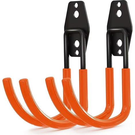Crochets utilitaires de rangement de garage robustes, support de tuyau d'arrosage, crochets de montage mural en acier, grands crochets en J pour organisateur de stockage d'outils,Orange (1/5)