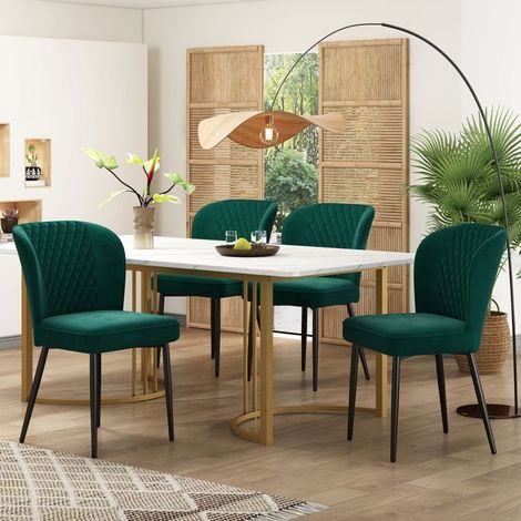 Ensemble table et chaises salle à manger 140x80, design moderne chaises rembourrées et métal robuste (1/5)