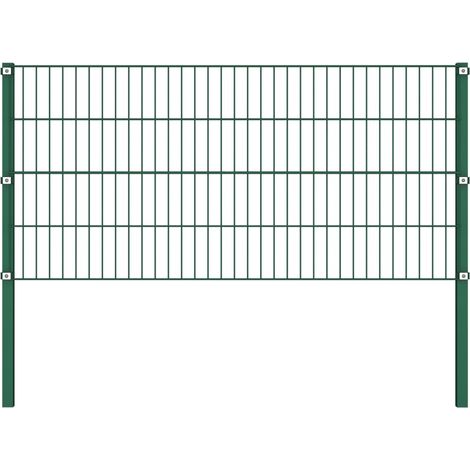 Panneau de clôture de Jardin,design simple avec poteaux Fer 5,1 x 0,8 m Vert -86232 (1/4)