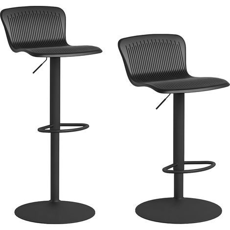 Lot de 2 Tabourets de Bar Réglables Hauteur Assise Pivotante Noir (1/5)