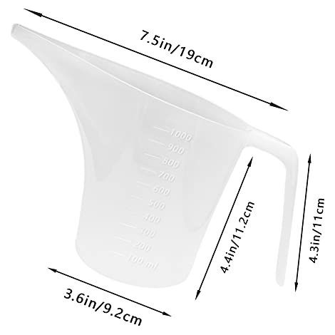 Set aus 4 Kunststoff-Trichterkannen mit langem Ausguss, großem Fassungsvermögen, leicht auszugießen, perfekt für Backformen, Öle und zum Besprühen von Pflanzen (1000 ml) (1/5)