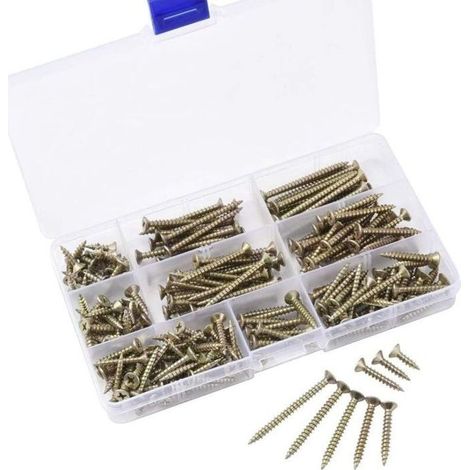 Vis autotaraudeuses M4 - AIMOONSA - Pack 200 - Tête plate cruciforme - Assortiment M4x16–M4x50 - Boîte organisateur