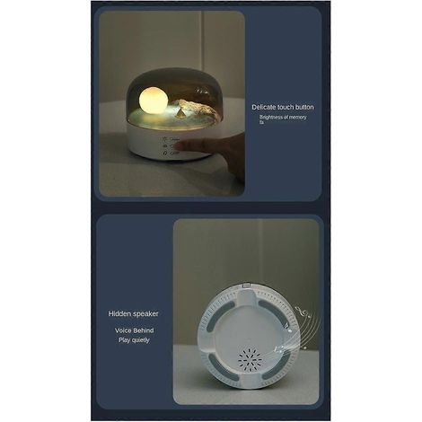 Veilleuse avec haut-parleur Bluetooth, lampe de chevet effet lune, lampe musicale Bluetooth 2 en 1, lampes LED rechargeables - A (1/5)