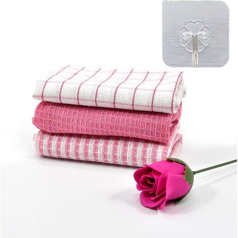 Lot de 3 torchons à séchage rapide avec crochets, 35 x 35 cm, doux et absorbants, réutilisables pour la cuisine, les restaurants et les bars. (1/3)