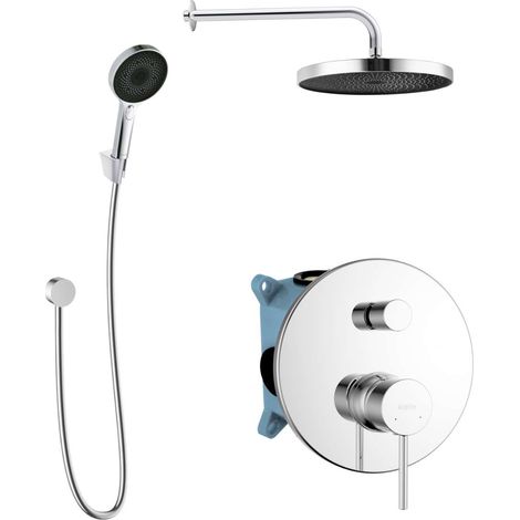 kielle Oudee - Duschset mit Unterputzarmatur, für 2 Verbraucher, mit Zubehör und Einbaukörper, Chrom 20602SP20