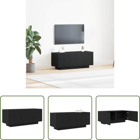 TV-Schrank Schwarz - TV-Schränk Schwarz Eichen-Optik 100 x 35 x 40 cm Holzwerkstoff (1/5)