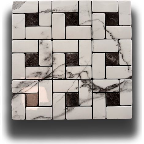 Piastrelle 3D Autoadesive in PET acustiche e isolanti 30x30cm (4mm spessore) MOSAICO MARMO B&W