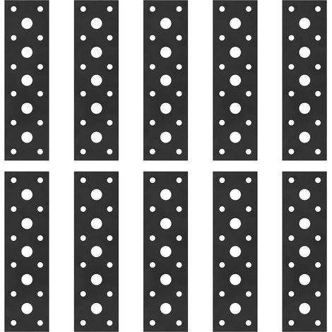 Connecteurs plats, 10 pièces de support de plaque perforée, 145 x 40 mm renfort bois, support tôle perforée en acier, fers plats noirs, plaque de connexion, équerre métallique pour meubles (1/5)