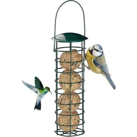 Mangeoire à Oiseaux, Distributeur de Nourriture pour Mangeoire à Oiseaux en Plein Air, Boules de Graisse de Boulette, pour Petits Oiseaux Sauvages Vert Foncé