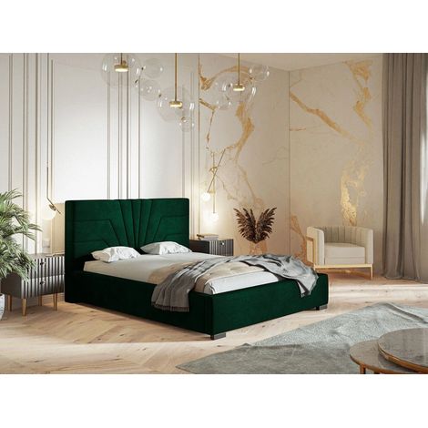 Lit rembourré avec rangement 120x200 velours vert Tesis (1/5)