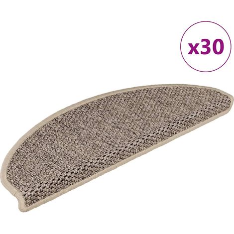 Alfombra autoadhesiva escalera sisal 30 uds beige oscuro vidaXL