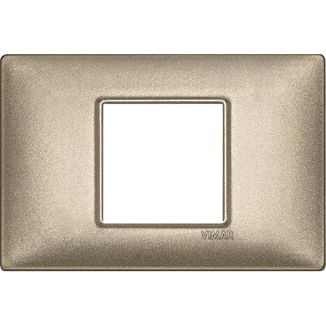 Vimar 14652.70 Plana Placca 2 Moduli Centrali, in Metallo, Dimensioni 12 x 8 x 0.9 cm, Colore Bronzo Metallizzato (1/2)