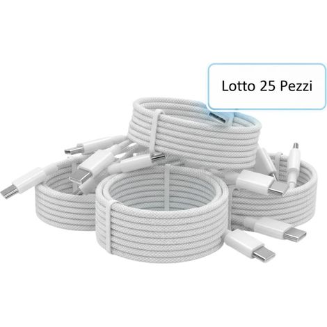 Lotto 25 Cavi Type-C Type-C USB-C a USB-C 2M Nylon Telato Ricarica Veloce AS-82