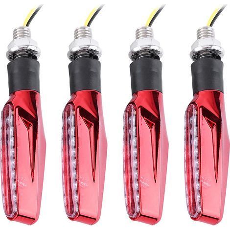 Universelle Motorradblinker, 9 LEDs, gelb-rot (4 Stück), Kontrollleuchten für Motorräder, wasserdichte Blinkerbirnen (1/5)