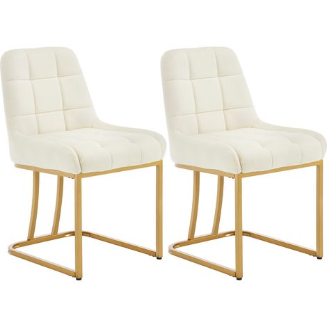 WOLTU 2er Esszimmerstühle Schwingstuhl, Samt Polsterstuhl, Küchenstuhl mit Metallgestell in Bogenform, gepolsterter Stuhl mit Rückenlehne, Wohnzimmerstuhl, Beige (1/5)