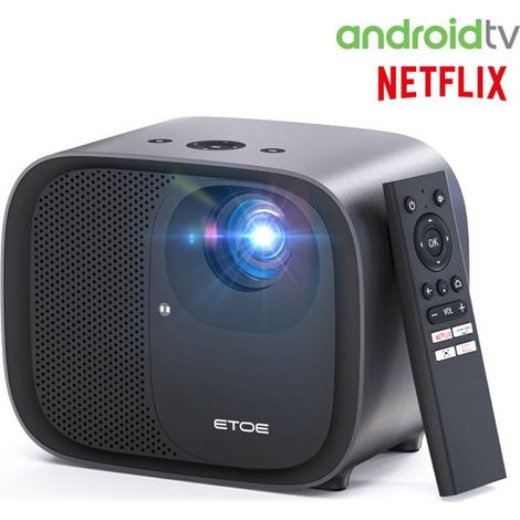 Filiyano – Projecteur ETOE E3 Pro avec Android TV - 600 ANSI - Résolution native 1080p - Décodage 4 K - Mise au point automatique et correction (1/4)