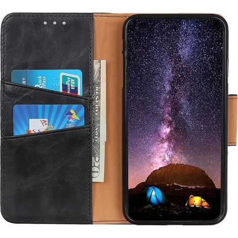 Funda tipo cartera de cuero para Xiaomi Redmi Note 9 - Negra (1/5)