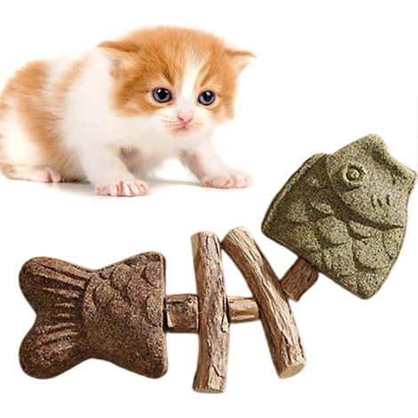Jouet à mâcher pour chaton, anneau de dentition en forme d'arête de poisson Jouet à mâcher interactif en bois pour chaton, idéal pour soulager l'ennui et jouer à l'intérieur comme à l'extérieur. (1/5)