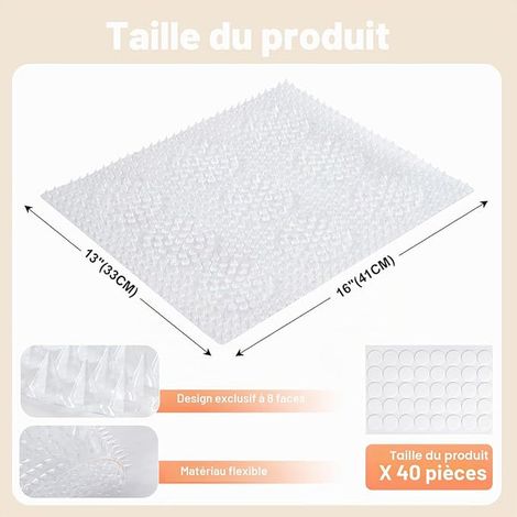 Cat Protection Mat - Cat Barrier Kit 41 x 33 cm Square - Scat Mat with 2.5 cm Plastic Spikes, Protection Mat for Cats, Dogs (1/4)