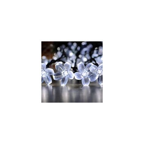 Luci solari a stringa, 50 LED Sakura, 8 modalità di illuminazione, impermeabili, adatte per uso esterno, giardino, patio (bianco freddo) - Crezuo